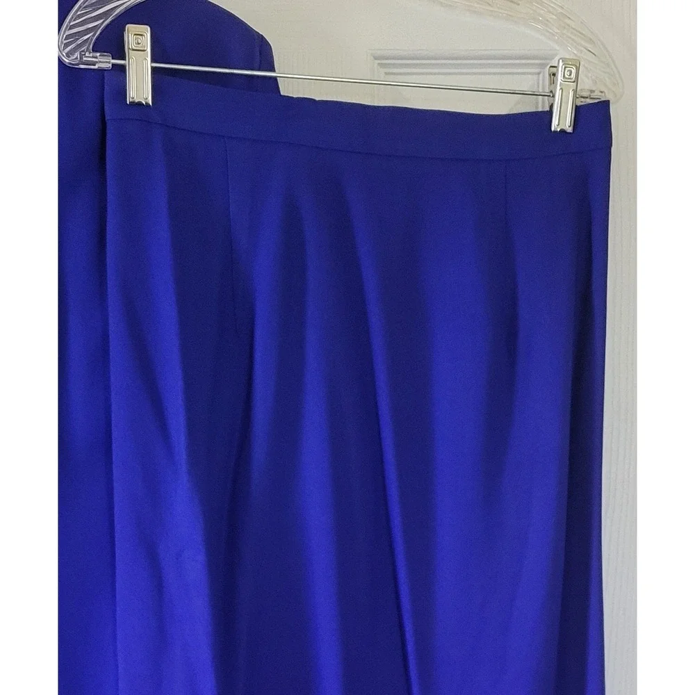 Vintage Royal‎ Blue Skirt Suit Short Sleeve Embroidered Beaded 2pc Size 14 USA